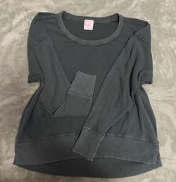 Gray Waffle Knit Long Sleeve Top