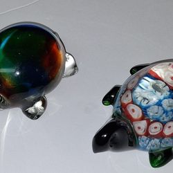 Murano And Colorful Turtles Paperweight 