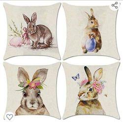 Rabbit Design Pillow COVERS Set Of 4