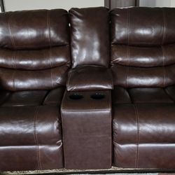 Leather Sofa And Love Seat With Power Recliner