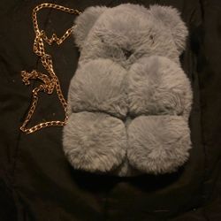 Teddy Bear Purse, Grey, 11 Inches By 7 Inches