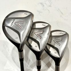 TaylorMade V Steel Fairway Wood Set 3 Wood/15° 5 Wood/18° & 7 Wood/21° Stiff Flex MAS2 Graphite