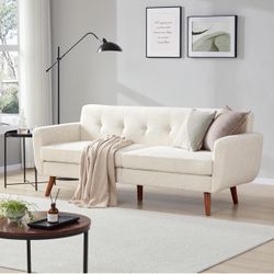 78" W Linen Sofa Couch, Mid Century Modern Decor Loveseat Couches for Living Room, Button Tufted Upholstered Small Couch for Bedroom, Solid, and Easy 