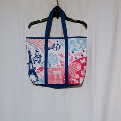 Bag Tote Paris Themed Tote Bag Blue Pink Lancome