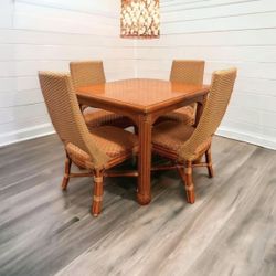 $100 for Orange Brown Square Wood Dining Table Set