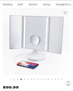 iHome Vanity Speaker Mirror with Bluetooth in White