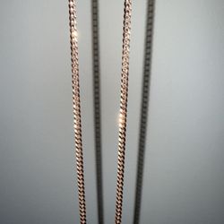 24 inch 3.5mm 14k rose gold over SOLID 925 silver Cuban
