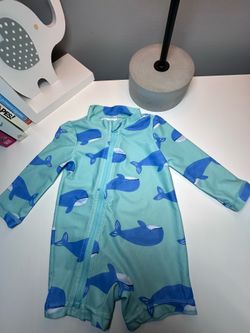3 Month Baby Swim Suit | Whale Zip-Up Rash Guard