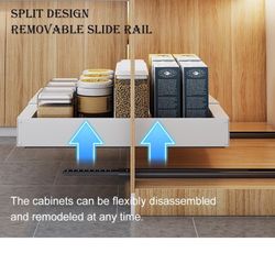 Adjustable Adhesive Pull Out Shelves for Kitchen Cabinets, No Screw Adjustable Drawers, Pull Out Cabinet Organizer, Cabinet Drawers Slide Out, Heavy D