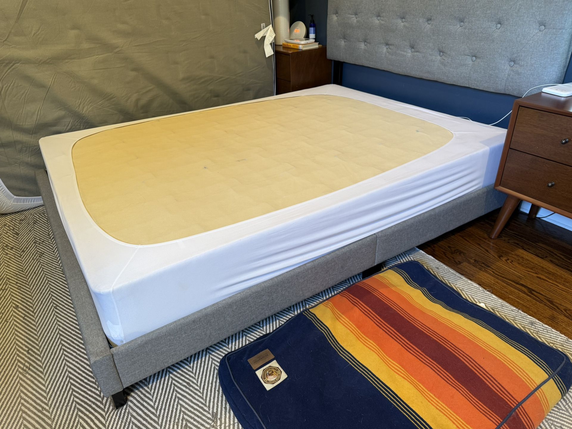 FREE - Queen Box Spring With Fitted Wrap Sheet