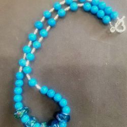 STUNNING BLUE HOWLITE BEADS SILVER ACCENT SPACERS MURANO MULTICHARMS 