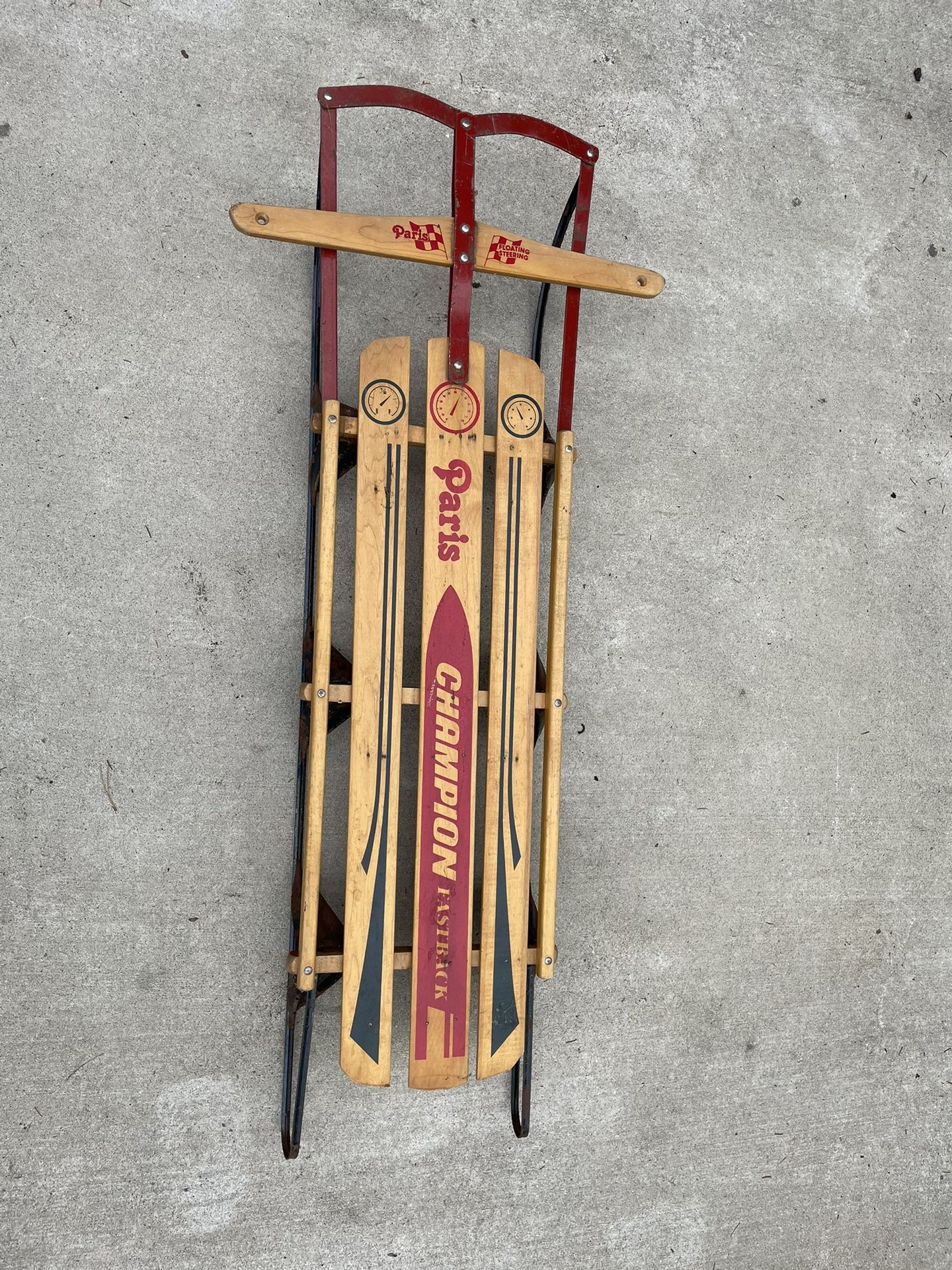 Vintage PARIS CHAMPION FASTBACK Snow Sled