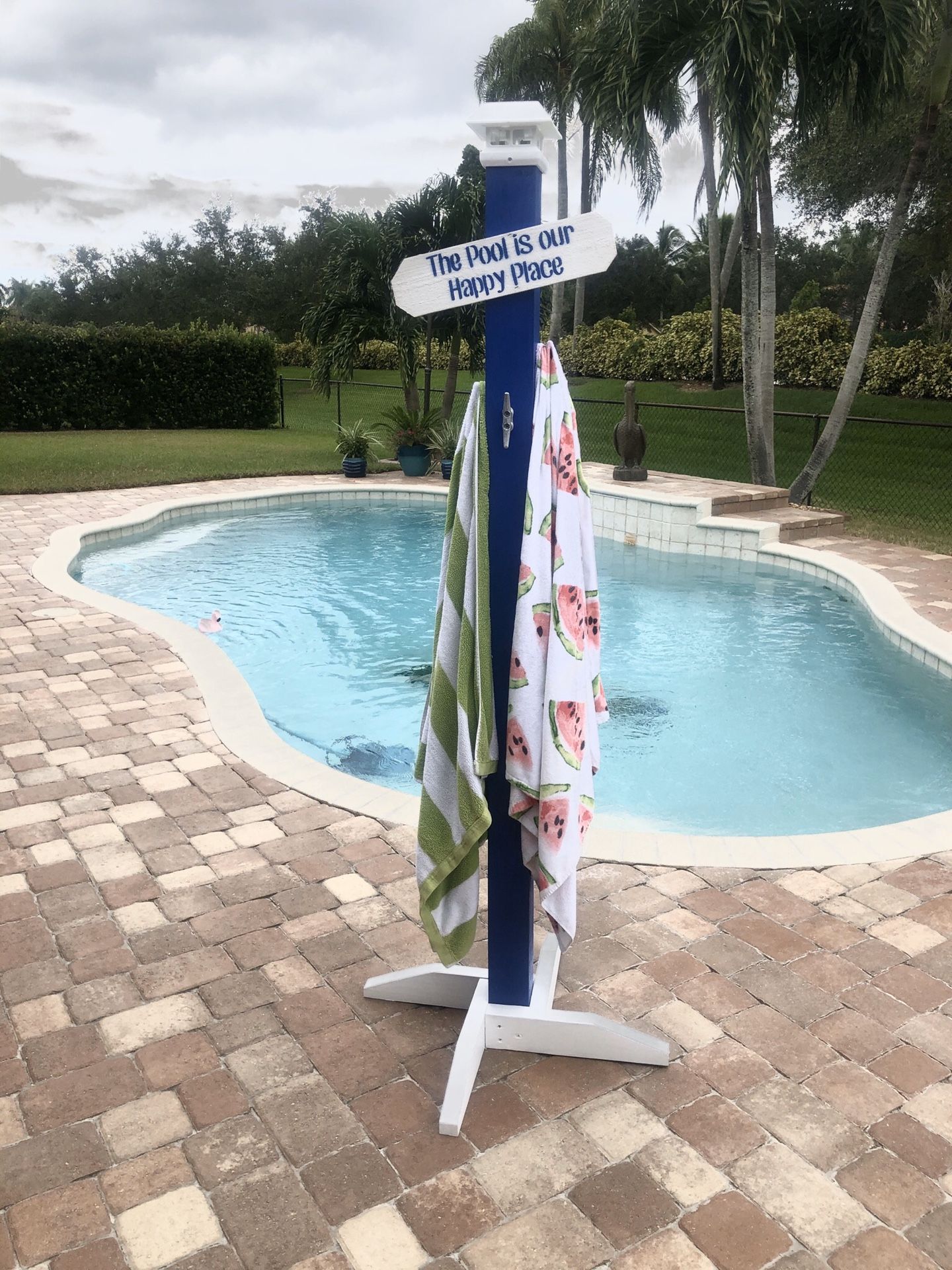 Towel rack different signs and colors to pick from great for poolside