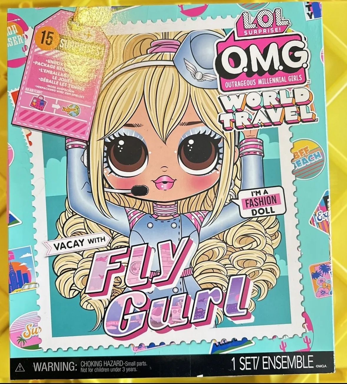 LOL Surprise OMG World Travel FLY GURL Fashion Doll Includes15 Surprises