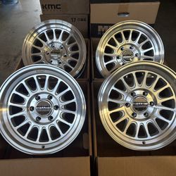 17” INCH KMC IMPACT FFT MACHINED POLISHED ALUMINUM OFF ROAD WHEELS/RIMS 6 LUG F150 RAPTOR TRUCKS