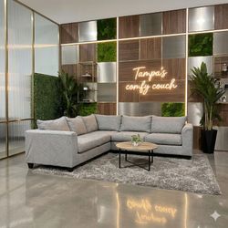 🛋️ Light Gray Reversible Sectional Sofa (Delivery Available!! )