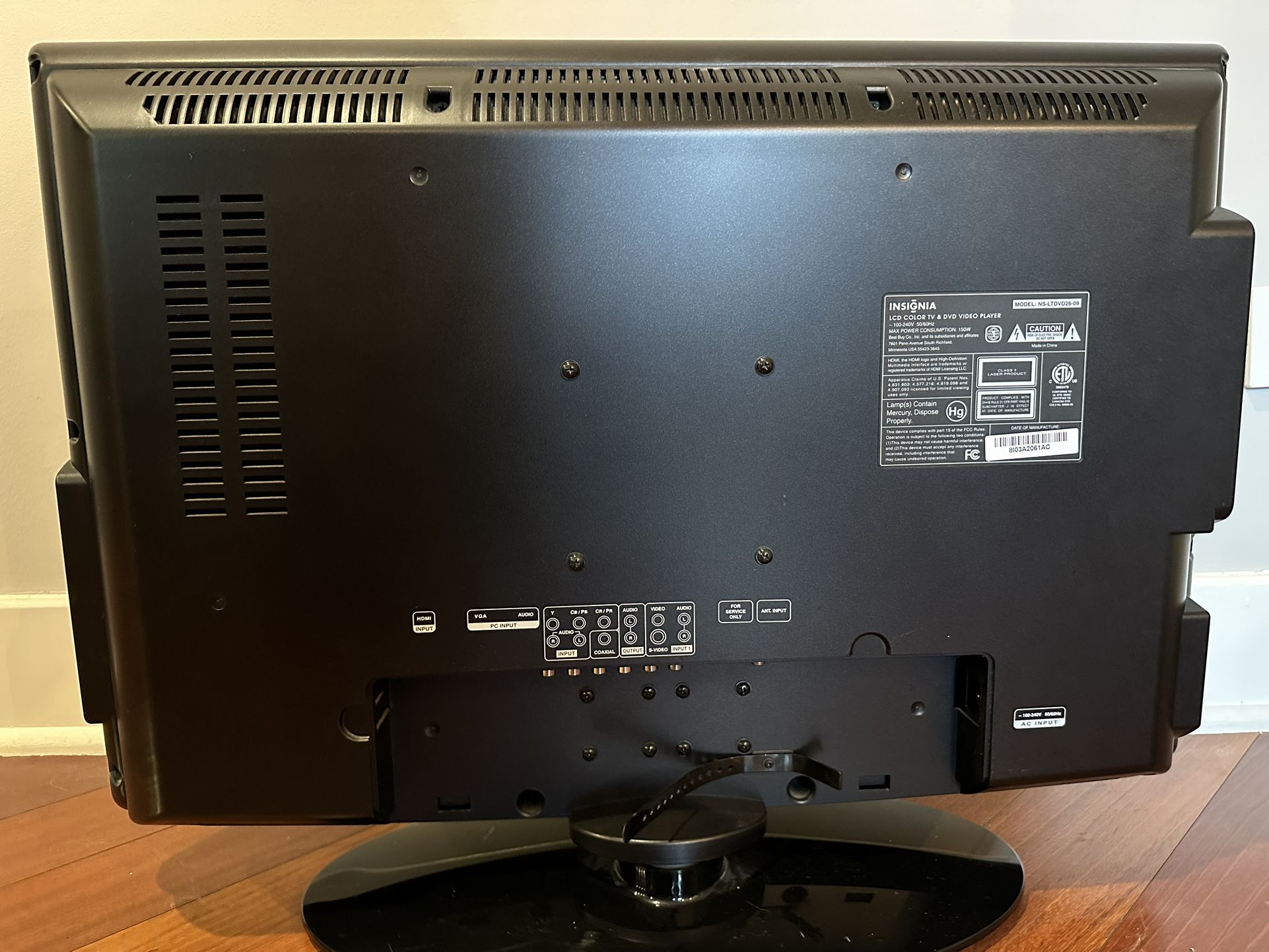 Insignia 26” Tv With DVD Build In