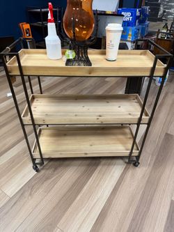 Industrial Farmhouse Rolling Console / Bar Cart – $75