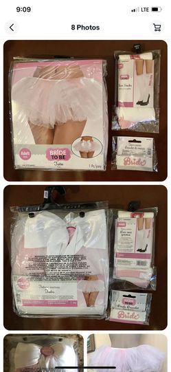 NWT Bride to be Set Tutu, Bracelet &Knee Socks Pink White Halloween Wedding Bachelorette party one size