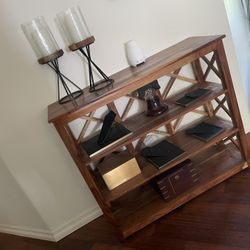 Console Table With Bookcases Solid Wood Acacia 