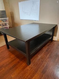 Used Ikea Espresso Wood Coffee Table with Lower Shelf