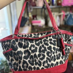 Cheetah print Coach Bag With Small Coach Wallet