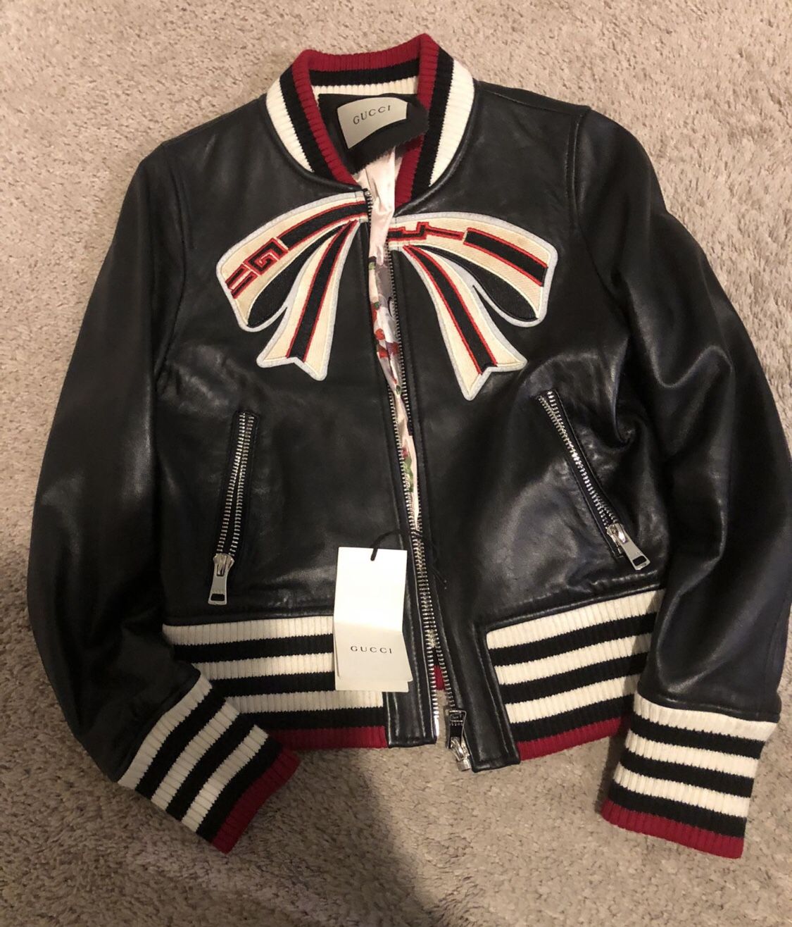 Gucci Women’s Leather Bow Jacket. Size XS. Retails $3900.