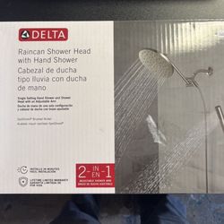 Delta Rain can Shower Head With Hand Shower