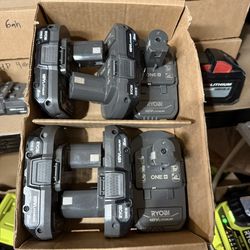 RYOBI ONE+ 18V Lithium-Ion 2.0 Ah Battery ($25 each)