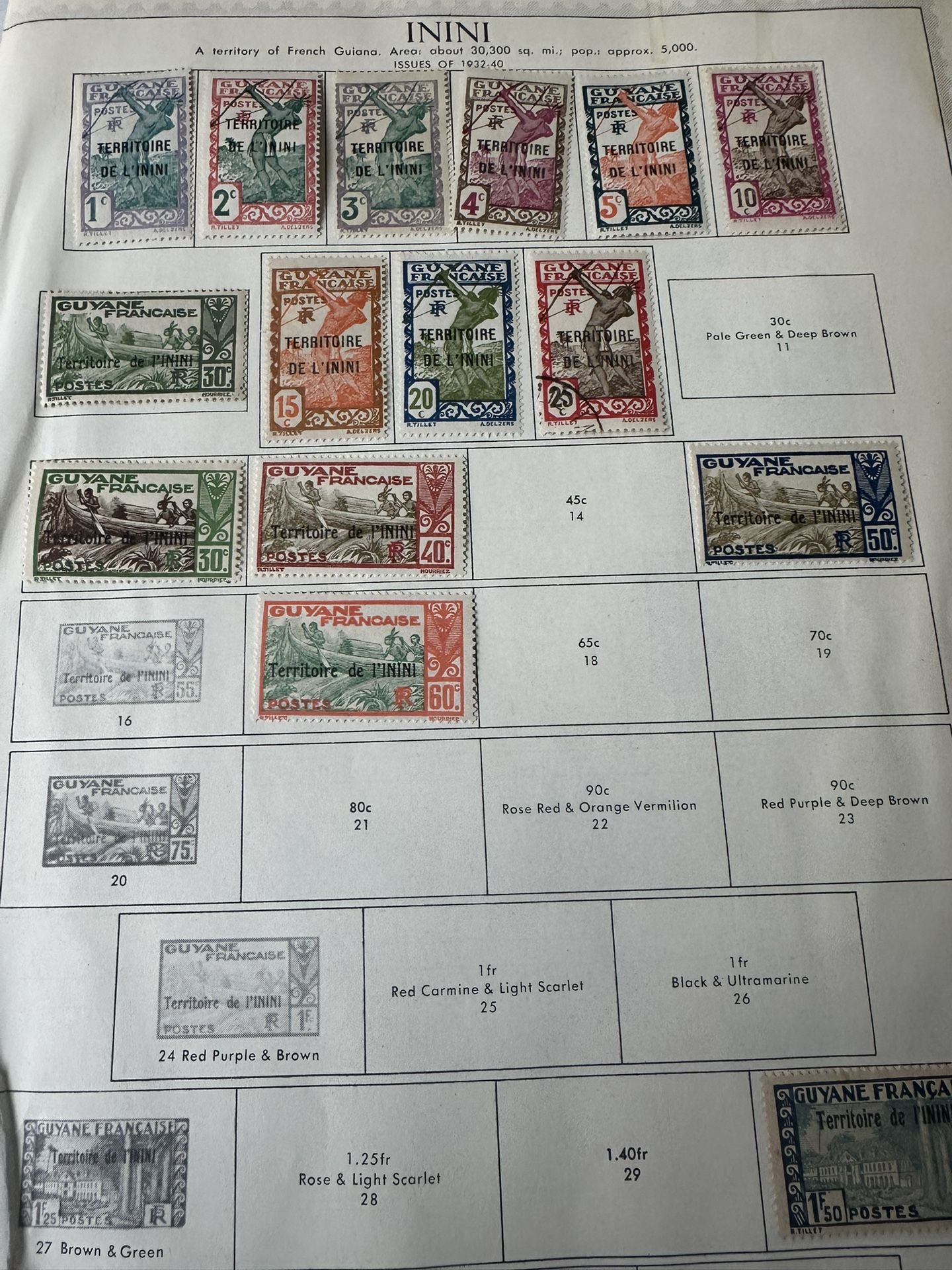 Inini French Guiana Colony Stamp Group Of 27