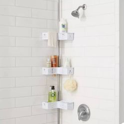 New Steel Corner L Shaped Tension Pole Caddy Chrome - Room Essentials™, WHITE