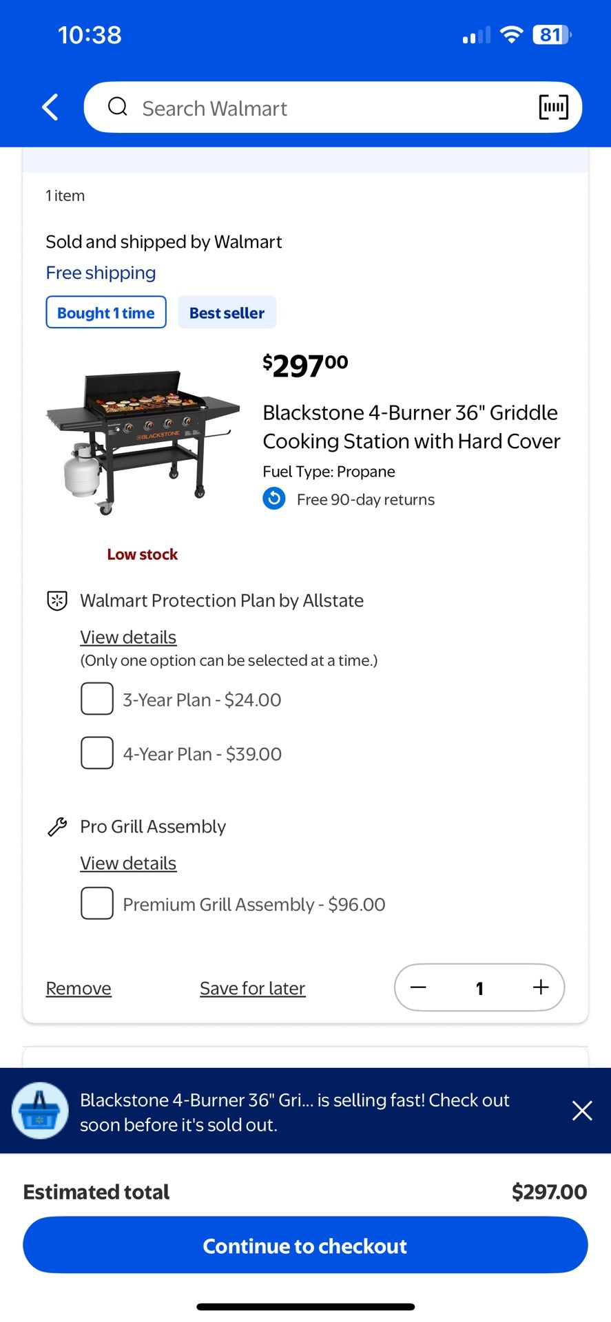 4 Burner 36” Blackstone Griddle