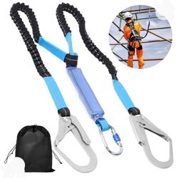 New Homaisson Safety Lanyard, 35.4-55 Inches Double Hooks Safety Harness, High Strength Shock Absorbing Lanyard, Fall Protection Safety Belt