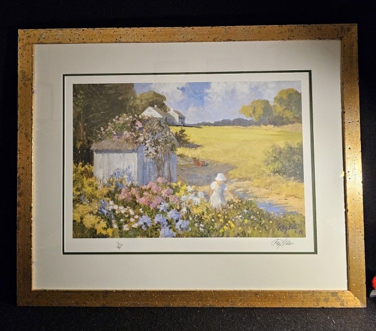 Rare Hand Signed Ray Ellis Limited Edition 7/300 "Beyond The Potting Shed" Framed 34x27 Lithiograph.