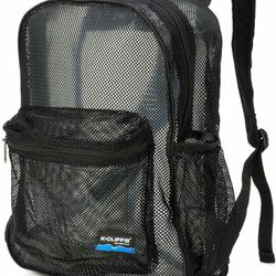 Mesh Backpack Heavy Duty Student Bookbag Basic School Bag Simple Classic Security Daypack For Middle High School Kids Boys Girls Men Women Black