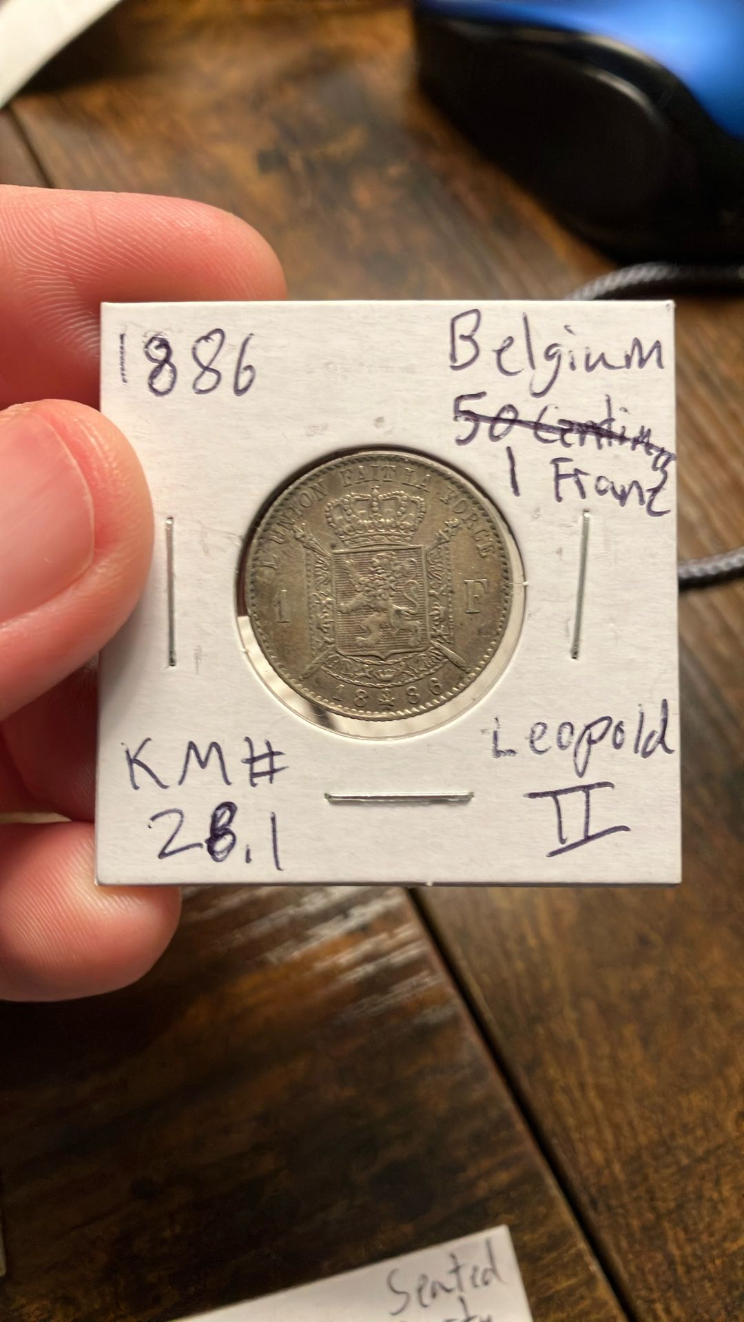 1886 1 Franc - Leopold II - Belgium - Silver .835 - level: XF/AU KM28 Hot Coin