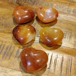 Rockhounders Valentine's Carnelian Agate Heart Lot Of 5