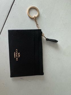 Coach Black Leather Card Case Key Ring