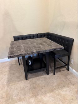 Dining room pub style table with booth