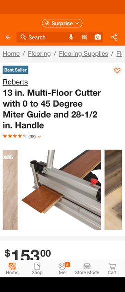 ROBERTS 25 in. Multi-Floor Cutter with 45 Degree Miter Guide for