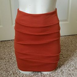Orange Pencil Mini Skirt