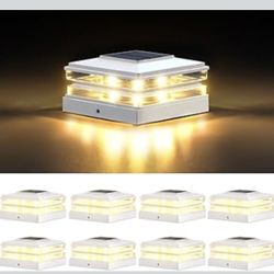 EXCMARK Luces solares 4x4 para tapa de poste para exteriores, impermeables, paquete de 8 luces para postes de cubierta de valla con LED de alto brillo