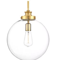 Progress Lighting Penn 12 in. Golden Natural Brass Clear Glass Pendant Light
