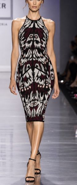 Herve Leger XS Jordan Floral Jacquard Bandage Bodycon Midi Dress NWT