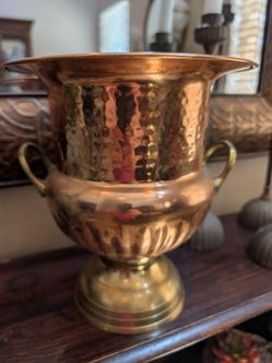 Vintage Hammered Copper and Brass Champagne Bucket Pot