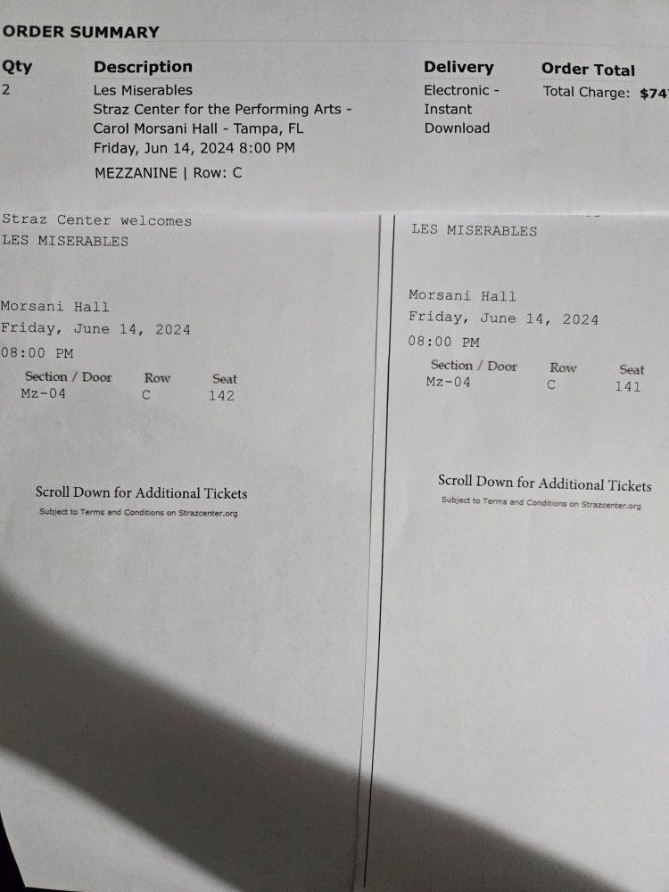 Les Miserables Mezzanine Tickets