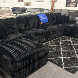Black Corduroy Modular Sectional
