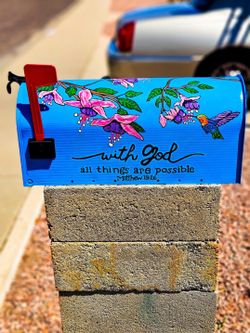 “With God All Things Are Possible” – Hand-Painted Hummingbird Mailbox,  Personalized
 Free, Medium #1 of 2