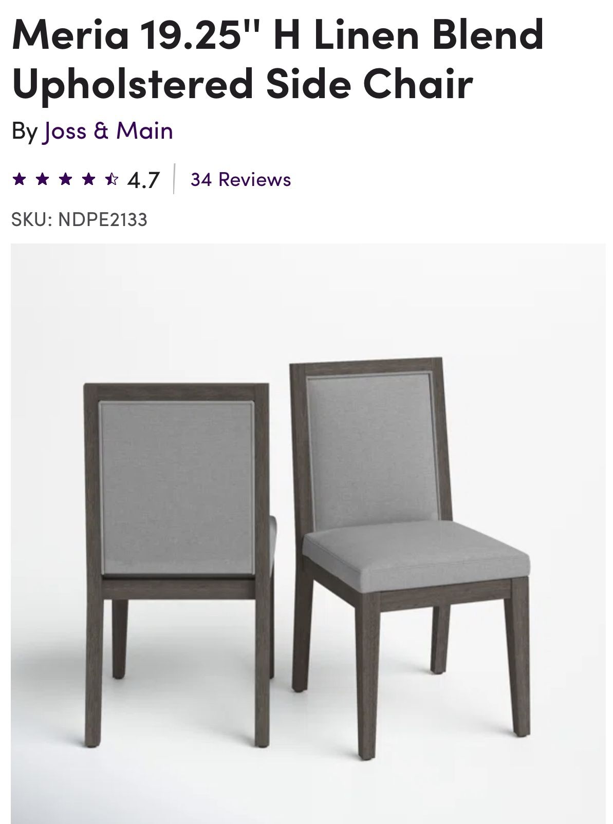 Joss Main Side Dining Chairs - 6 Available 