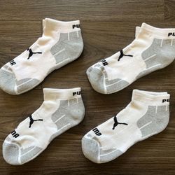 PUMA MEN’S LOW CUT COOL MAX SOCKS WHITE 4 PAIR SIZE 6-12